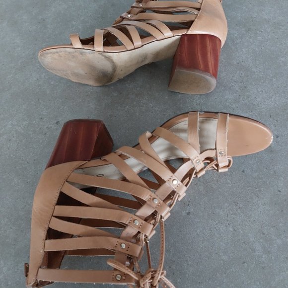 ALDO "Myssi" Women's Laced Up Open Toe Gladiator Sandals - Camel - Size 7 M - Picture 3 of 13